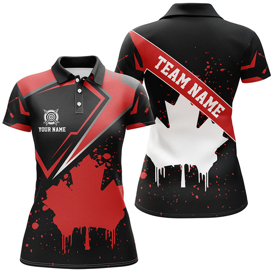 Personalized Archery Canada Leaf Vintage Style Women Polo Shirts Custom Canada Archery Shirts  TDM0711