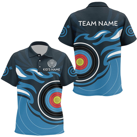 Personalized Archery Target Blue Flame Kid Polo Shirts Custom Archery Shirts For Team TDM0447