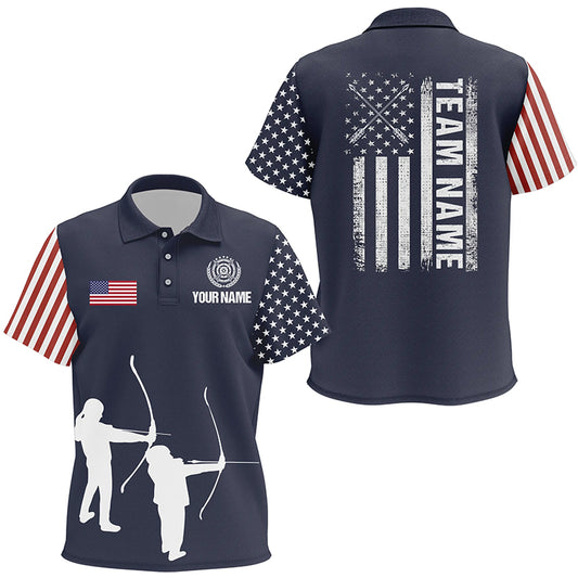 Personalized US Archery Silhouette Archers Kid Polo Shirts Custom Patriotic Archery Team Shirts TDM0464