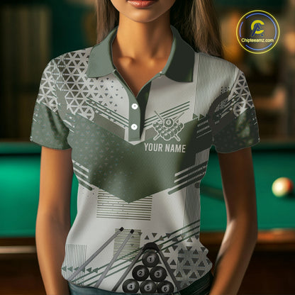 Military Green Camo Billiard Jersey For Women Custom 8 Ball Pool Shirt American Flag Billiard Shirts TDM3855