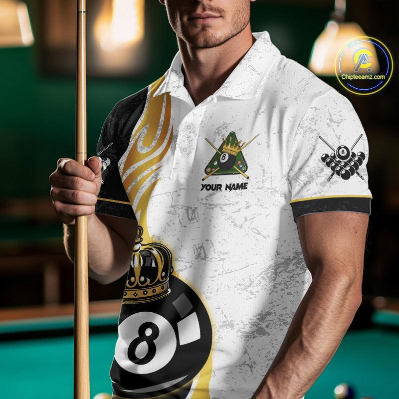 Personalized 8 Ball Pool Crown Billiard Shirts For Men Custom Pool Jerseys Billiard Team Shirts TDM2940