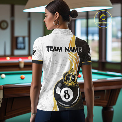 Personalized 8 Ball Pool Crown Billiard Shirts For Women Custom Pool Jerseys Billiard Team Shirts TDM2940