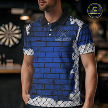 Load image into Gallery viewer, Blue Brick-Wall Fierce Bulldog Men Darts Polo Team Shirt Personalized Name For Players NYN2116