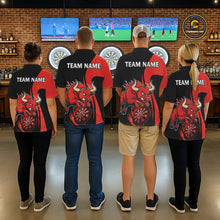 Load image into Gallery viewer, Black And Red Custom Bull Darts Shirt For Men, Personalized Darts Jersey Team Polo &amp; 1/4 Zip TDM5389