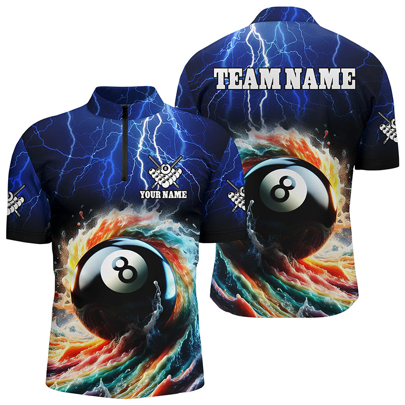Colorful 8 Ball Pool Jerseys Custom Men Quarter-Zip Shirts, Team League Billiard Shirts TDM1074