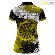 Load image into Gallery viewer, Custom Yellow Grunge Dart Shirt With Pocket Option For Women, Dart Team Jersey TDM5888