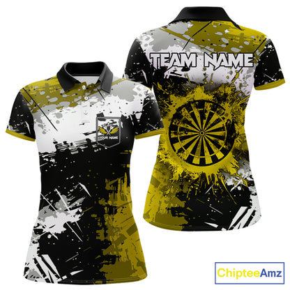 Custom Yellow Grunge Dart Shirt With Pocket Option For Women, Dart Team Jersey TDM5888