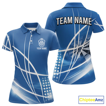 Blue Darts Jersey For Women Custom Light Streaks Darts Tournament Team Shirt Polo & Quarter Zip TDM6026