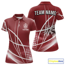 Load image into Gallery viewer, Red Darts Jersey For Women Custom Light Streaks Darts Tournament Team Shirt Polo &amp; Quarter Zip TDM6027