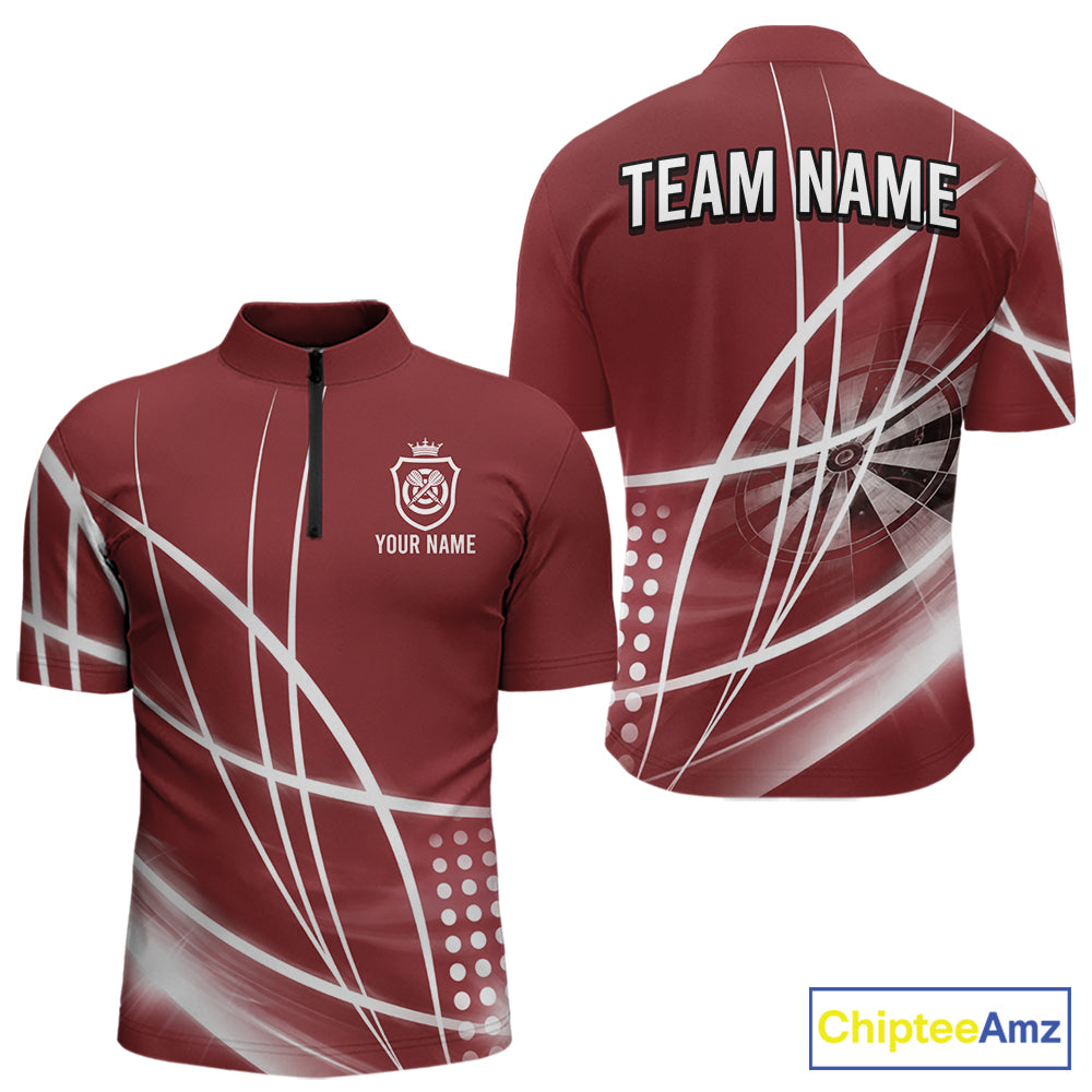 Red Darts Jersey For Men Custom Light Streaks Darts Tournament Team Shirt Polo & Quarter Zip TDM6027