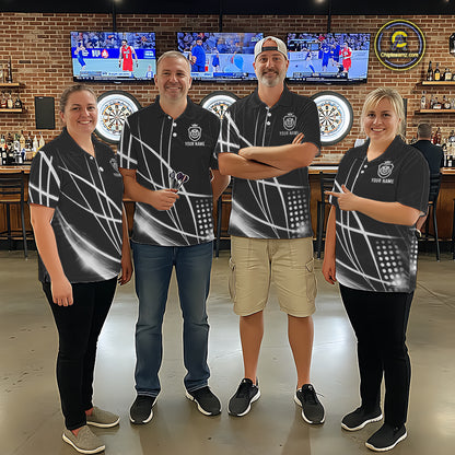 Black And White Darts Jersey For Women Custom Light Streak Darts Team Shirt Polo & Quarter Zip TDM6028