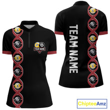 Load image into Gallery viewer, DNA Billiard 8 Ball &amp; 9 Ball Shirts For Women Custom Funny Pool Billiard Jerseys Team Polo &amp; 1/4 Zip TDM3863