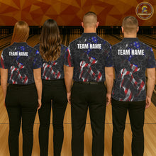 Load image into Gallery viewer, Custom American Flag Smoke Bowling Shirt For Men, Patriotic Team Bowling Jersey Polo &amp; 1/4 Zip TDM6290