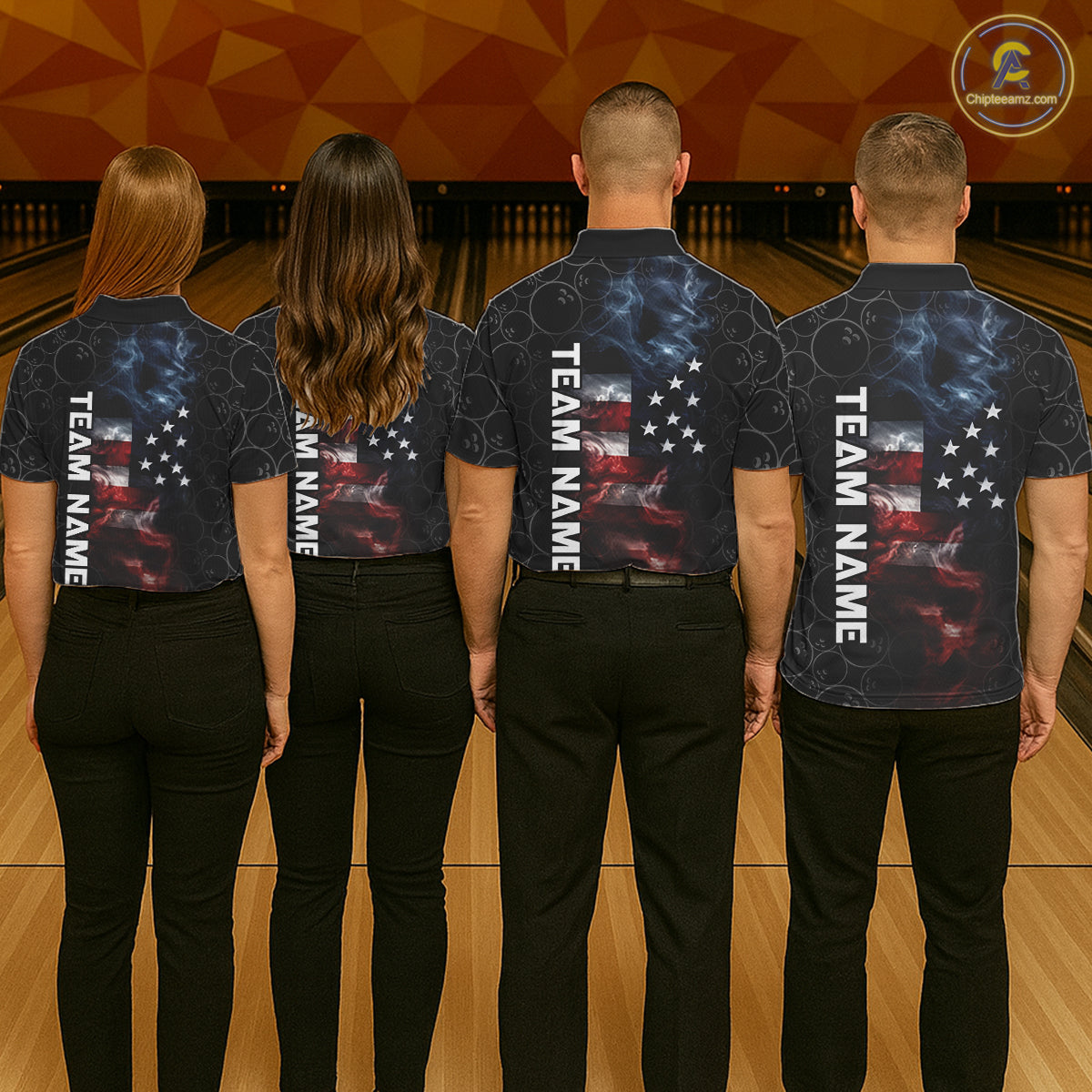 Custom American Flag Smoke Bowling Shirt For Men, Patriotic Bowling Jersey Team Polo & 1/4 Zip TDM6291