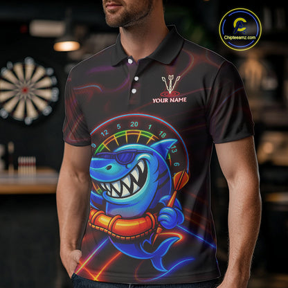 Personalized Neon Funny Shark Darts Shirt For Men Custom Darts Team Jersey Outfit, Darts Gifts TDM4319