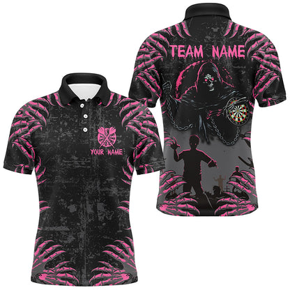 Funny Claw Grim Reaper Men Darts Shirts Custom Grunge Pink Black  Halloween Darts Jerseys TDM2697
