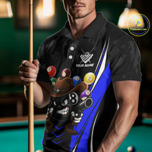 Load image into Gallery viewer, Black And Blue Funny 8 Ball Billiard Shirt For Men Custom Pool Team Shirts, Billiard Jersey Outfit TDM5407