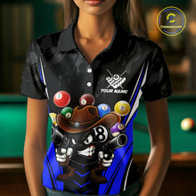 Load image into Gallery viewer, Black And Blue Funny 8 Ball Billiard Shirt For Women Custom Pool Team Shirts, Billiard Jersey Outfit TDM5407