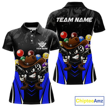 Load image into Gallery viewer, Black And Blue Funny 8 Ball Billiard Shirt For Women Custom Pool Team Shirts, Billiard Jersey Outfit TDM5407