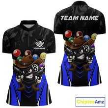 Load image into Gallery viewer, Black And Blue Funny 8 Ball Billiard Shirt For Women Custom Pool Team Shirts, Billiard Jersey Outfit TDM5407