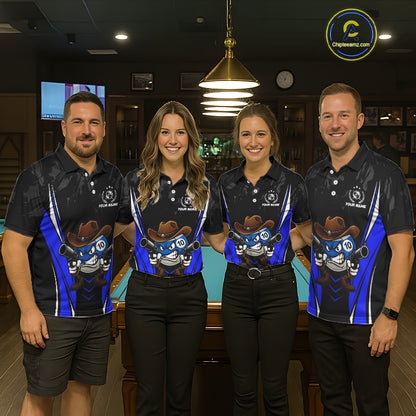 Black And Blue Funny 10 Ball Billiard Shirt For Women Custom Pool Team Shirts, Billiard Jersey TDM5410