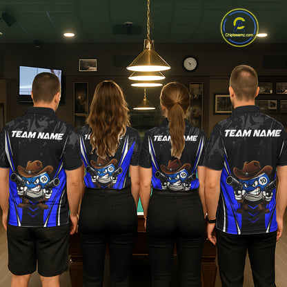 Black And Blue Funny 10 Ball Billiard Shirt For Women Custom Pool Team Shirts, Billiard Jersey TDM5410