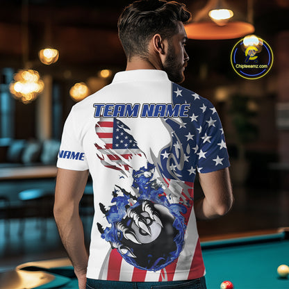 8 Ball Pool Claw American Flag Billiard Shirt For Men Custom Patriotic Billiard Team Jersey|White TDM6043