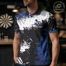 Load image into Gallery viewer, Custom Blue Grunge Darts Shirt With Pocket Option For Men, Dart Team Jersey TDM3538