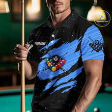 Load image into Gallery viewer, Custom Grunge American Flag 8 Ball Billiard Polo &amp; 1/4 Zip For Men, Pool Team Jersey |Blue TDM5902