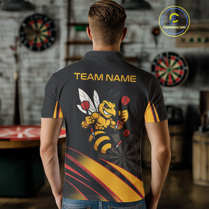 Funny Bee Custom Dart Shirts With Pocket Option For Men, Darts Team Jersey TDM3879