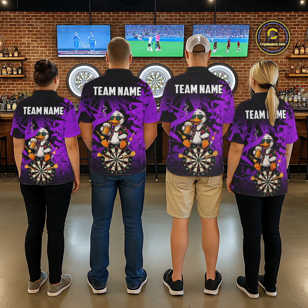 Personalized Purple Funny Duck Beer Darts Shirts For Men Custom Darts Team Jersey, Darts Gift TDM7196