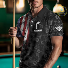 Load image into Gallery viewer, Personalized Smoke American Flag 8 Ball Billiard Shirts For Men Custom Patriotic Pool Team Jerseys TDM5430