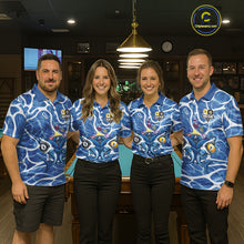 Load image into Gallery viewer, Blue Funny Shark 9 Ball &amp; 8 Ball Billiard Shirt For Women Custom Pool Team Jersey Polo &amp; 1/4 Zip TDM6057