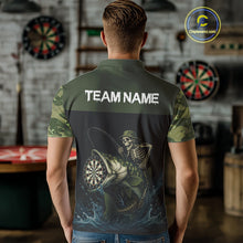 Load image into Gallery viewer, Funny Green Camo Skeleton Fishing Dart Shirt For Men With Pocket Option TDM3969