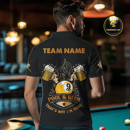 Funny DNA Billiard Shirt For Men Custom 9 Ball Pool & Beer That's Why I'M Here Team Jersey TDM4564