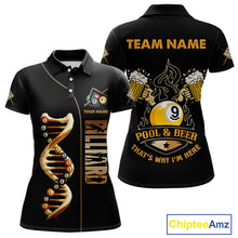 Load image into Gallery viewer, Funny DNA Billiard Shirt For Women Custom 9 Ball Pool &amp; Beer That's Why I'M Here Team Jersey TDM4564