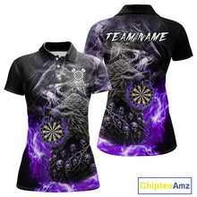 Load image into Gallery viewer, Personalized Wolf And Skull Smoke Purple Womens Dart Shirts Custom Dart Jerseys Team Polo &amp; 1/4 Zip TDM5184