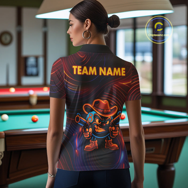 Funny Neon 8 Ball Billiard Shirt For Women Custom Pool Team Shirt, Billiard Jersey Polo & 1/4 Zip TDM5446
