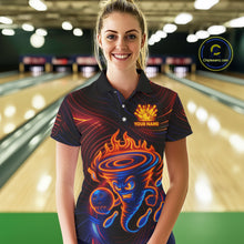 Load image into Gallery viewer, Funny Neon Tornado Flame Bowling Jersey For Women Custom Bowling Shirt Team Polo &amp; Quarter Zip TDM5447