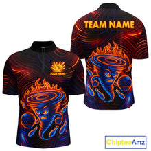 Load image into Gallery viewer, Funny Neon Tornado Flame Bowling Jersey For Men Custom Bowling Shirt Team Polo &amp; Quarter Zip TDM5447