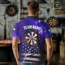 Load image into Gallery viewer, Purple Lightning US Flag Dart Shirt For Men Custom Dart Jersey Pocket Option TDM5916