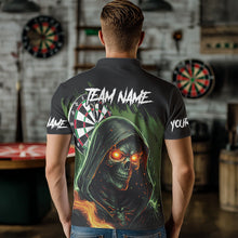 Load image into Gallery viewer, Personalized Green Grim Reaper Fire Dart Shirts For Men Custom Skull Dart Jersey Polo &amp; 1/4 Zip TDM3711