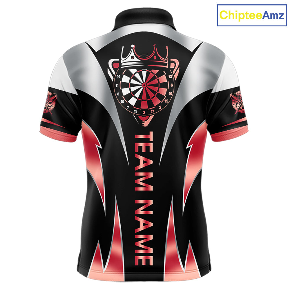 Personalized Crown Darts Shirt For Men Custom Darts Tournament Jersey Team Polo & 1/4 Zip |Red TDM6315