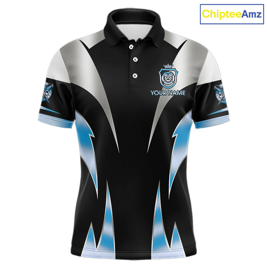 Personalized Crown Darts Shirt For Men Custom Darts Tournament Jersey Team Polo & 1/4 Zip |Blue TDM6316