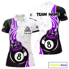 Load image into Gallery viewer, 8 Ball Pool Crown Billiard Shirt For Women Custom Pool Jersey Billiard Team Shirt |Purple TDM4181