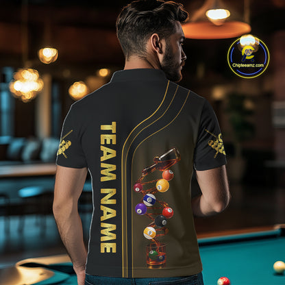 Funny DNA Wine Billiard Shirt For Men Custom Pool Team Shirts, Billiard Jersey Polo & Zip |Yellow TDM5193