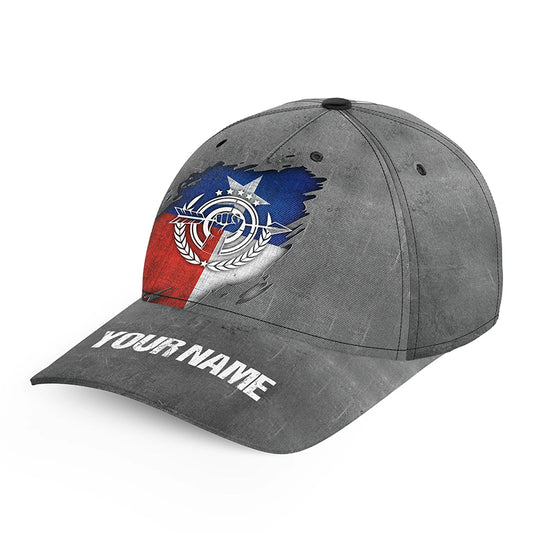 Personalized Grunge Texas Flag Archery Hats, Custom Name Patriotic Archery Caps Hats For Archer TDM0720