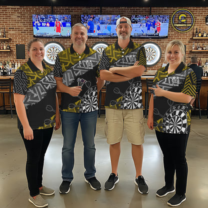 Custom Darts Shirt For Men Personalized Zig-Zag Pattern Dart Jersey, Cool Dart Team Shirts|Yellow TDM5454