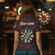 Load image into Gallery viewer, Black And Red Retro Camo Darts Shirt For Women Custom Darts Jersey Team Polo &amp; Quarter Zip TDM5456