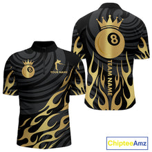 Load image into Gallery viewer, Custom Crown 8 Ball Billiard Shirt For Men, Black And Gold Pool Team Jersey Polo &amp; Quarter Zip TDM5457